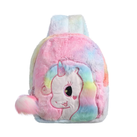 Cute Plush Unicorn Toddler Mini Travel Bag Princess Plush Backpack for Girls 1-6 - Picture 3 of 14